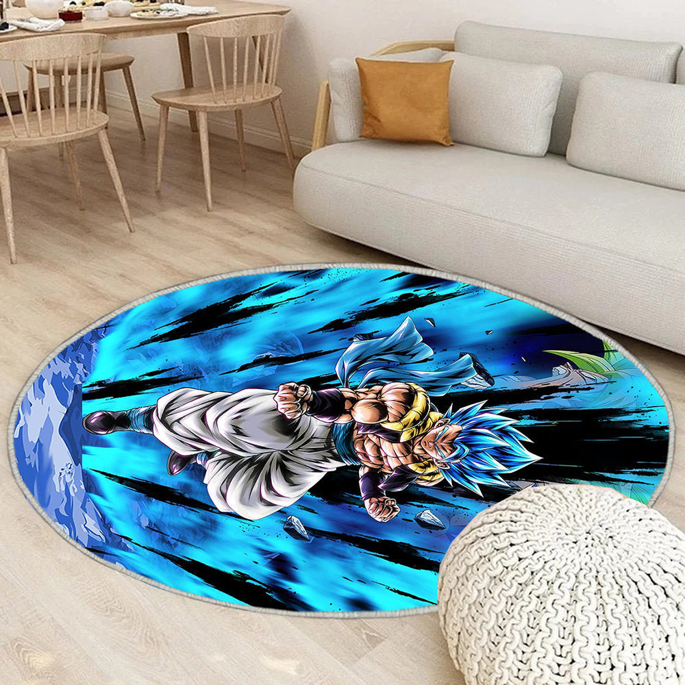 Gogeta Blau Teppich Rund, Teppiche - Dragon Ball Z Outdoor Teppich Rund, Dragon Ball Teppich Wohnzimmer, Carpet, Rug