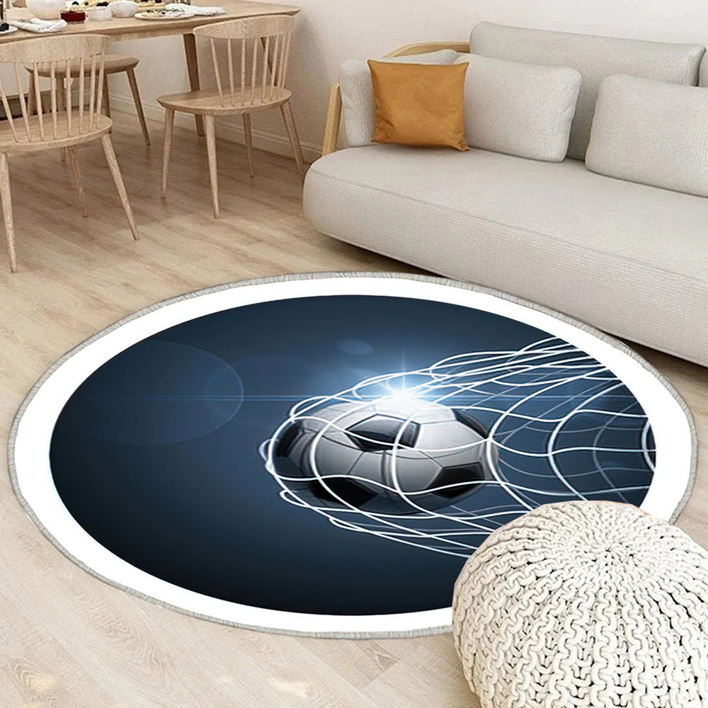 Fußball im Tor. Vektor Teppich Rund, Teppiche - Outdoor Teppich Rund, Teppich Wohnzimmer, Carpet, Rug