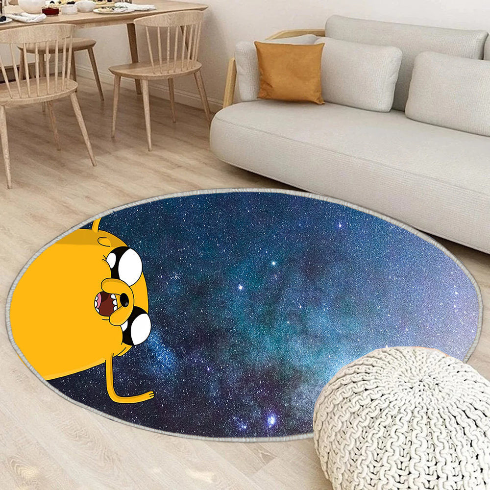 Jake der Hund Teppich Rund, Teppiche - Abenteuer Zeit Outdoor Teppich Rund, Kunst Teppich Wohnzimmer, Carpet, Rug