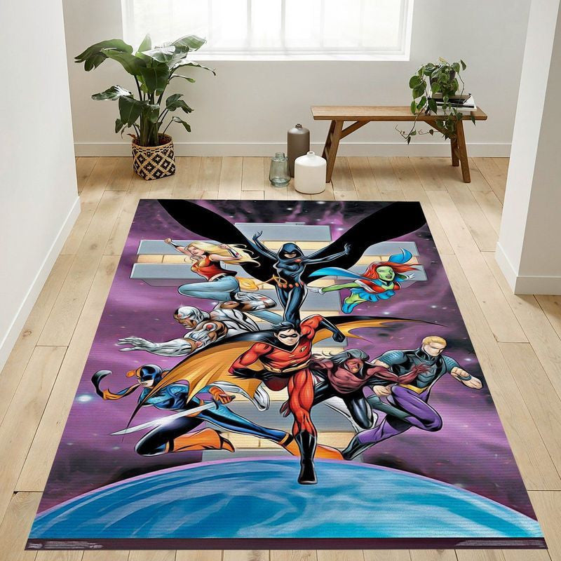 DC Comics Teen Titans-Gruppe Teppich, Teppiche - Outdoor Teppich, Teppich Wohnzimmer, Küchenteppich, Kinderzimmer, Modern