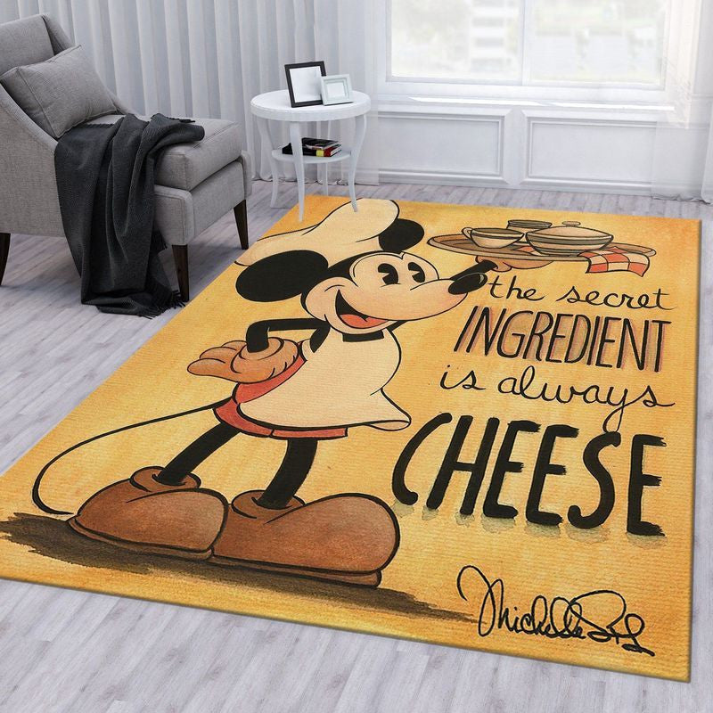 Disney Classic Mickey Die geheime Zutat ist immer Käse Teppich, Teppiche - Outdoor Teppich, Teppich Wohnzimmer, Küchenteppich, Kinderzimmer, Modern