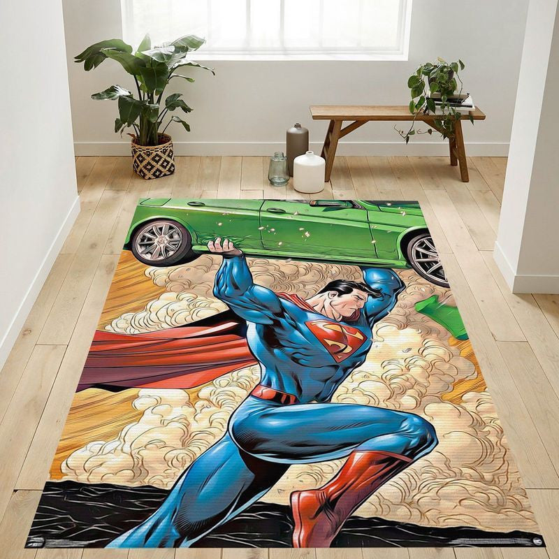 DC Comics Superman-Auto Teppich, Teppiche - Outdoor Teppich, Teppich Wohnzimmer, Küchenteppich, Kinderzimmer, Modern