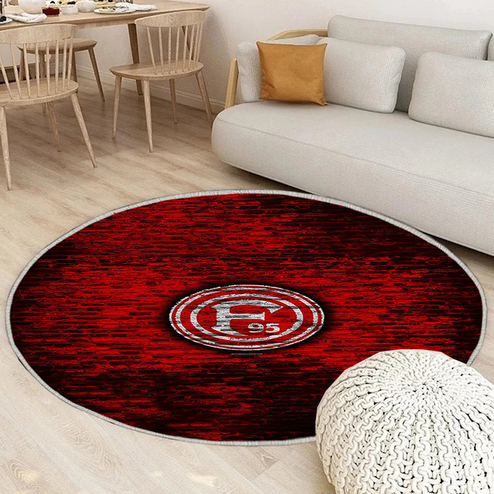 Fortuna Düsseldorf FC Teppich Rund, Teppiche - Logo Outdoor Teppich Rund, rote Backsteinmauer Teppich Wohnzimmer, Carpet, Rug