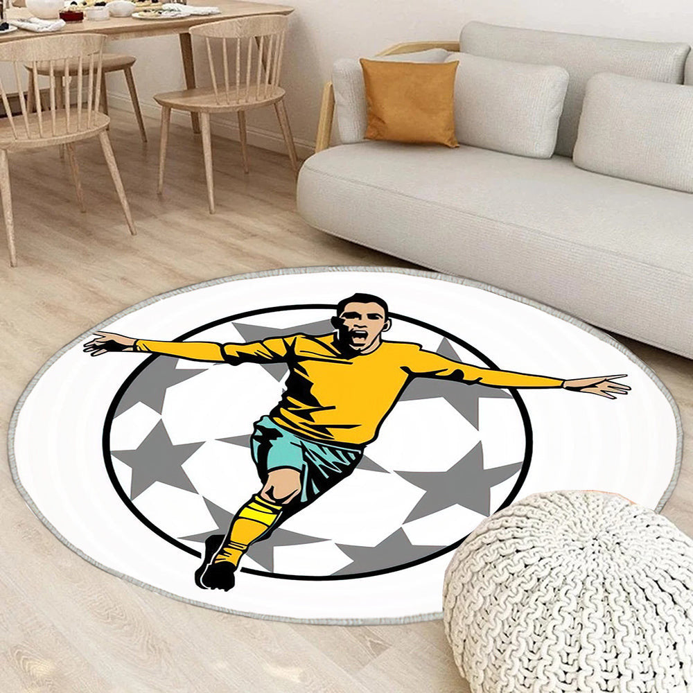 Fußball Sieg Teppich Rund, Teppiche - Outdoor Teppich Rund, Teppich Wohnzimmer, Carpet, Rug