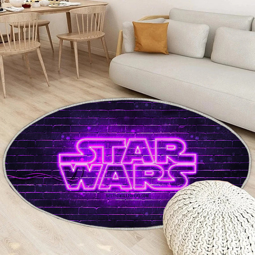 Star Wars violettes Logo violette Brickwall Teppich Rund, Teppiche - Outdoor Teppich Rund, Teppich Wohnzimmer, Carpet, Rug