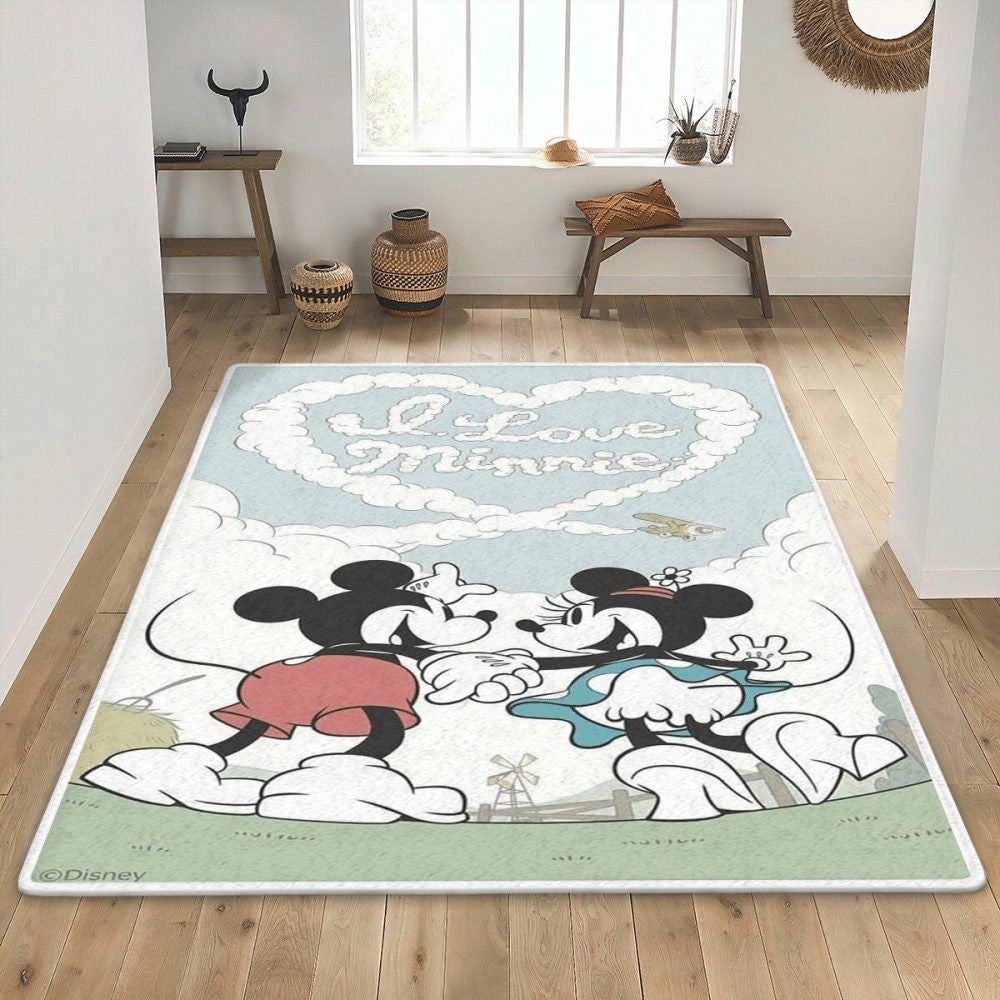Disney Micky Maus Minnie Maus Ich liebe Minnie Maus Teppich, Teppiche - Outdoor Teppich, Teppich Wohnzimmer, Küchenteppich, Kinderzimmer, Modern