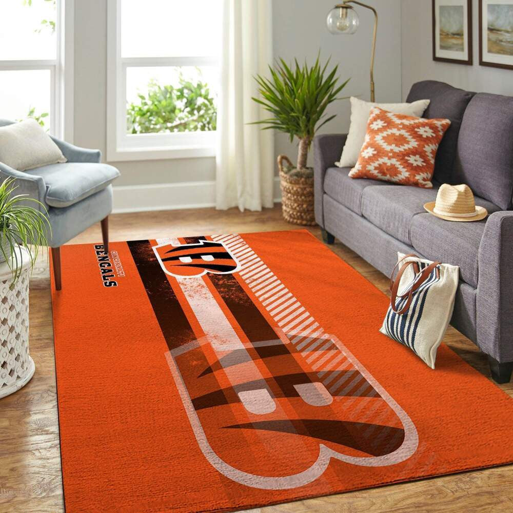 Cincinnati Bengals Nfl Area Team Logo Sport Teppich, Teppiche - Outdoor Teppich, Teppich Wohnzimmer, Küchenteppich, Kinderzimmer, Modern