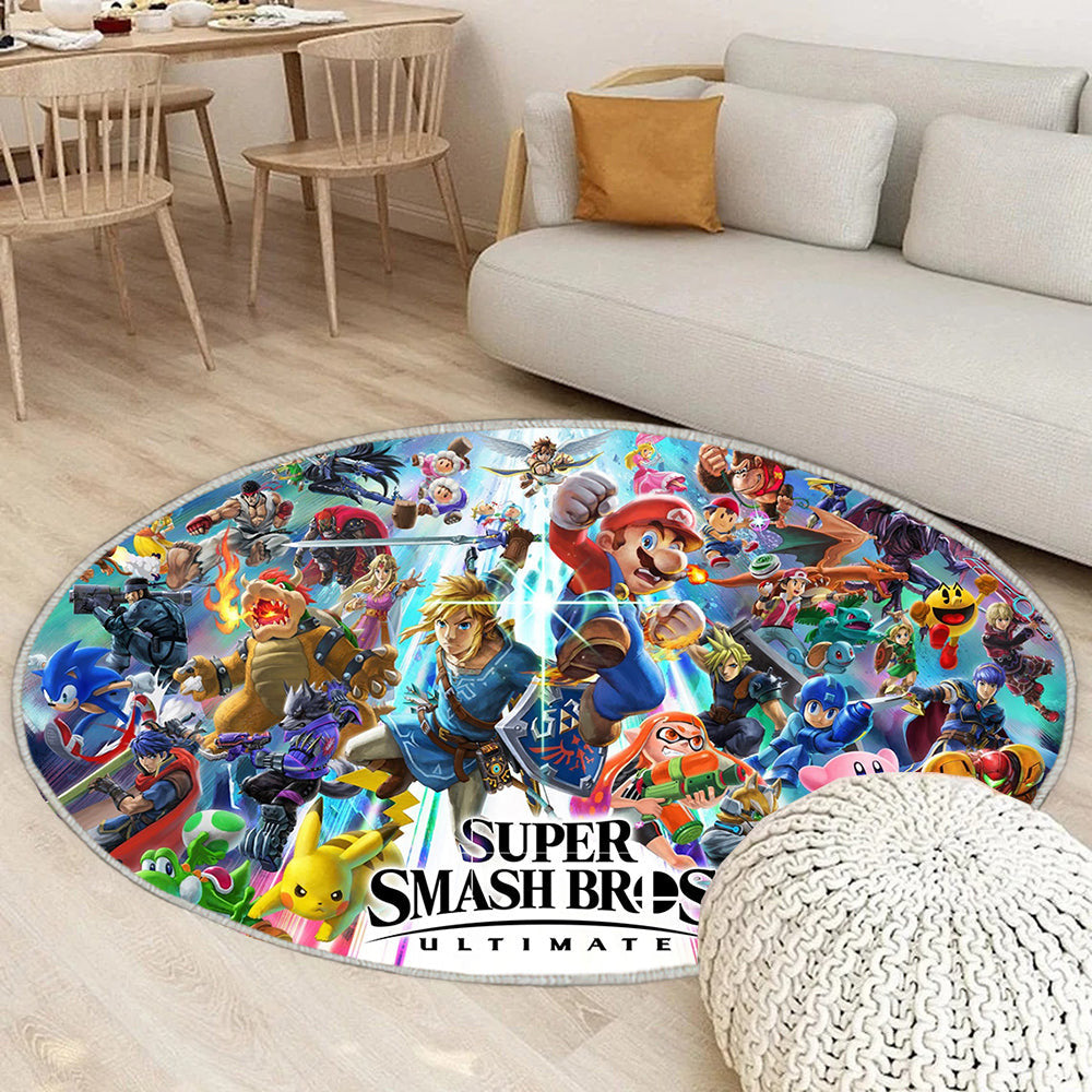 Super Smash Bros Teppich Rund, Teppiche - Outdoor Teppich Rund, Teppich Wohnzimmer, Carpet, Rug