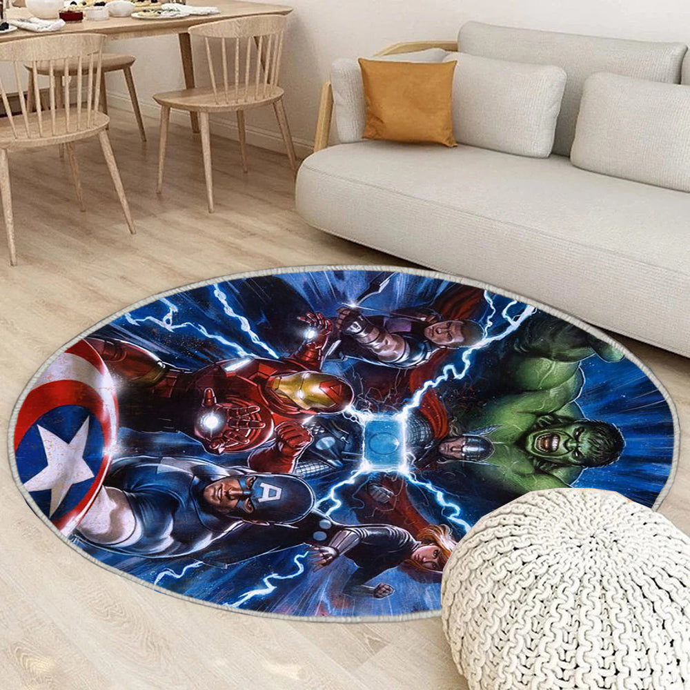 Avengers vereint euch Teppich Rund, Teppiche - Outdoor Teppich Rund, Teppich Wohnzimmer, Carpet, Rug