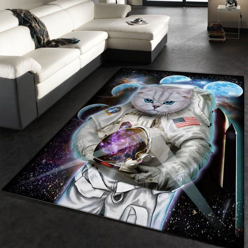 Astronaut Cat Explore Moon Ii Teppich, Teppiche - Outdoor Teppich, Teppich Wohnzimmer, Küchenteppich, Kinderzimmer, Modern
