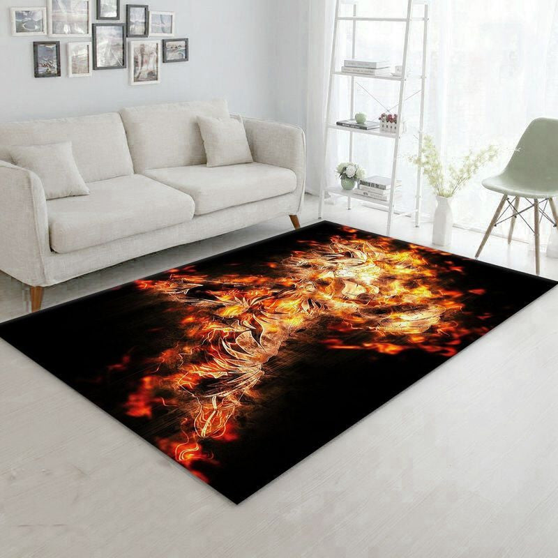 Goku Fire Ultra Instinkt Teppich, Teppiche - Outdoor Teppich, Teppich Wohnzimmer, Küchenteppich, Kinderzimmer, Modern