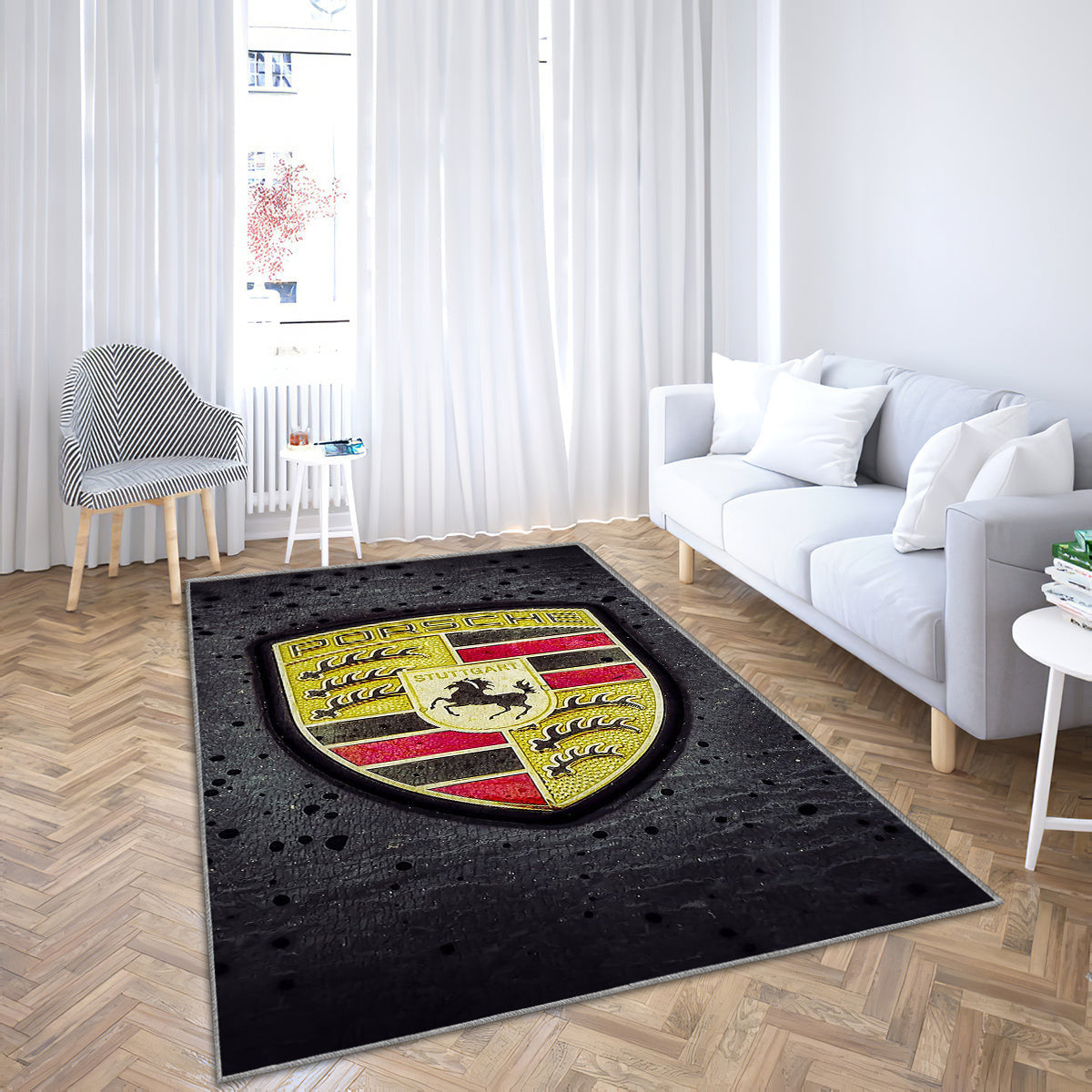 Porsche Logo Teppich, Teppiche - Auto Logo Outdoor Teppich, Teppich Wohnzimmer, Küchenteppich, Kinderzimmer, Modern
