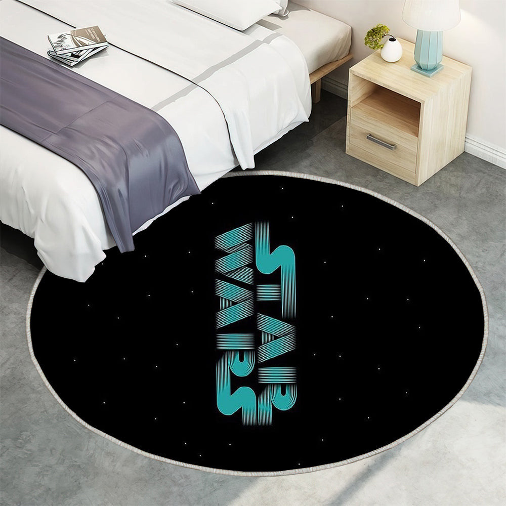 Krieg der Sterne Teppich Rund, Teppiche - Schwarze Hintergrundsterne Outdoor Teppich Rund, Teppich Wohnzimmer, Carpet, Rug