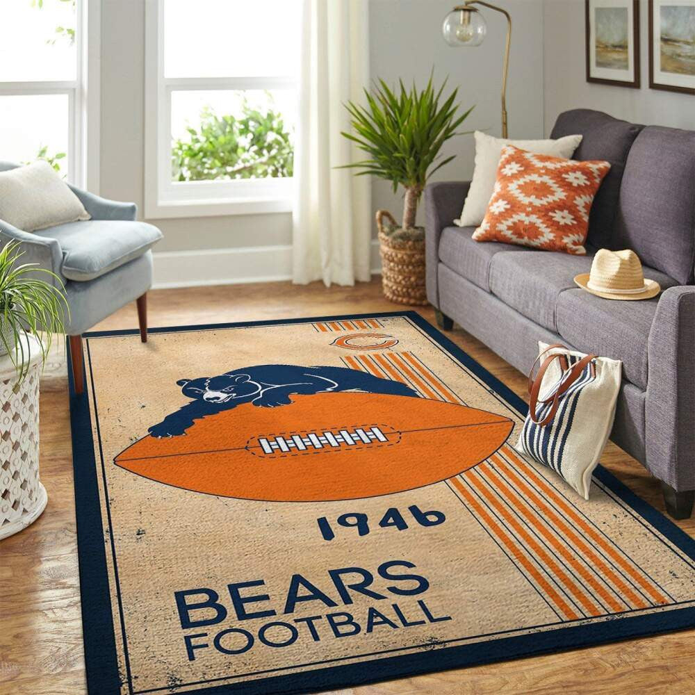 Team-Logo-Sport im Retro-Stil der Chicago Bears im Nfl-Bereich Teppich, Teppiche - Outdoor Teppich, Teppich Wohnzimmer, Küchenteppich, Kinderzimmer, Modern