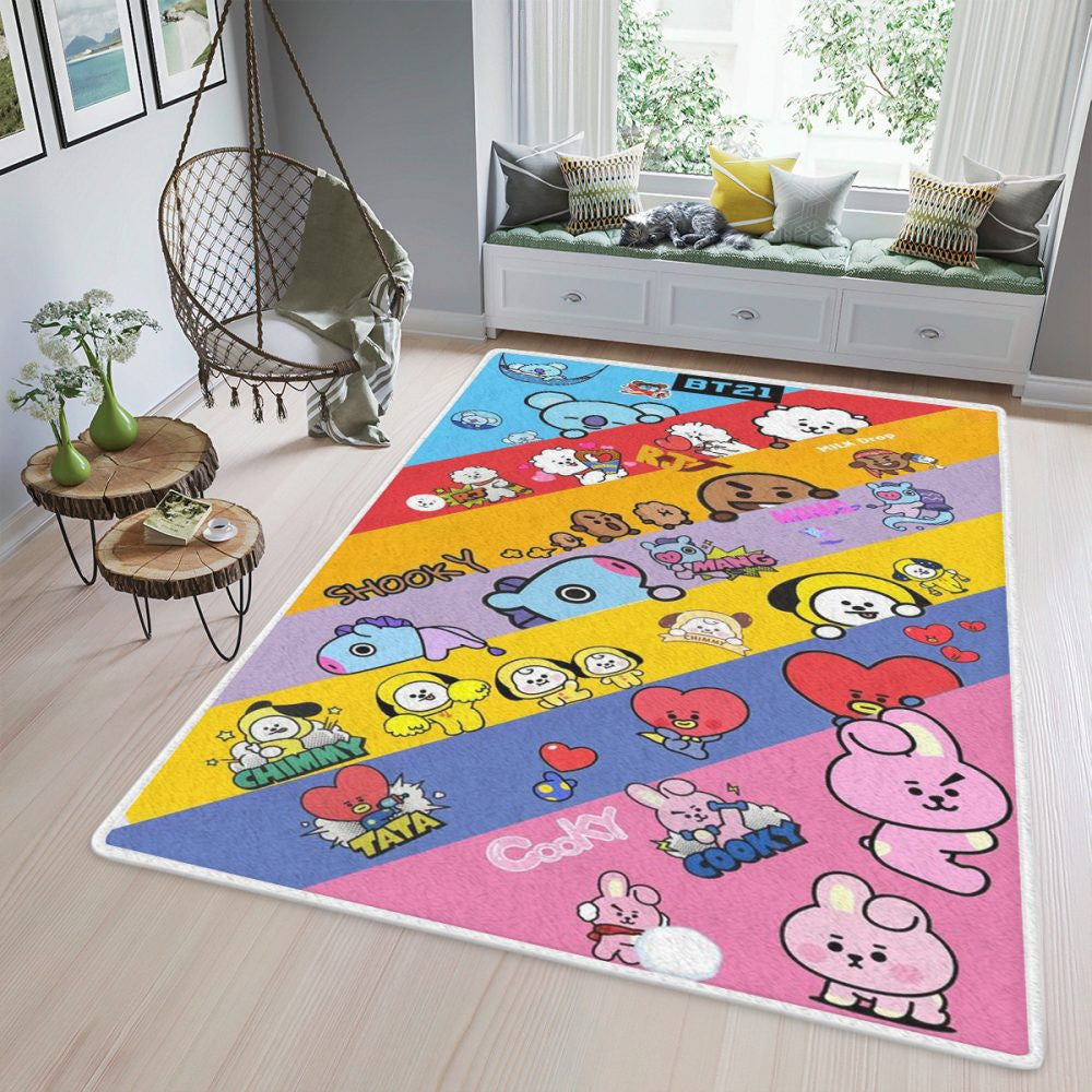 Bts Bt21 Bangtan Army Fan Cartoon 456 Christmasbts Geschenk für Fan Teppich, Teppiche - Outdoor Teppich, Teppich Wohnzimmer, Küchenteppich, Kinderzimmer, Modern