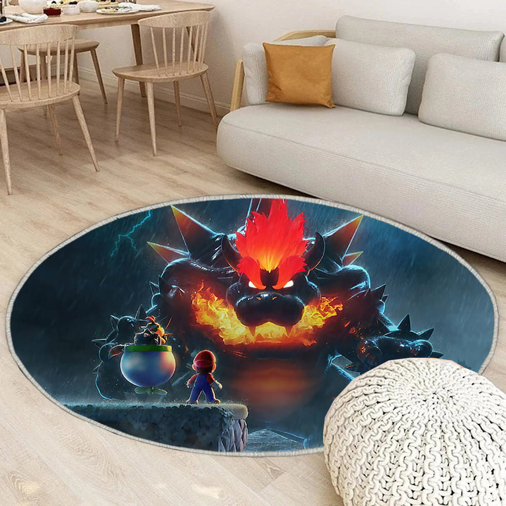 Super Mario 3D World Bowsers Fury Teppich Rund, Teppiche - Outdoor Teppich Rund, Teppich Wohnzimmer, Carpet, Rug