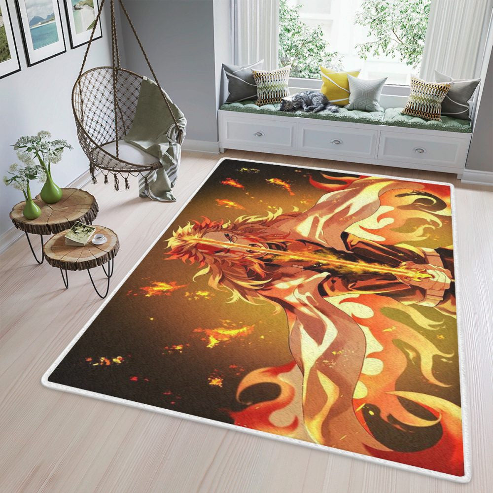 Demon Slayer Fire Hashira Manga Weihnachtsgeschenke Teppich, Teppiche - Outdoor Teppich, Teppich Wohnzimmer, Küchenteppich, Kinderzimmer, Modern