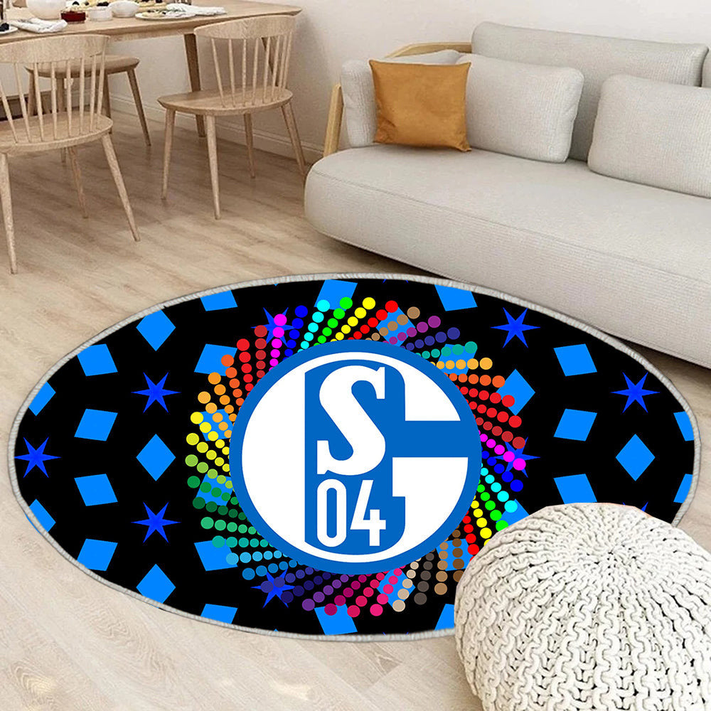Schalke Logo 04 Teppich Rund, Teppiche - Outdoor Teppich Rund, Teppich Wohnzimmer, Carpet, Rug