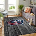 Columbus Blue Jacken Nhl Team Logo Graubereich Sport im Holzstil Teppich, Teppiche - Outdoor Teppich, Teppich Wohnzimmer, Küchenteppich, Kinderzimmer, Modern