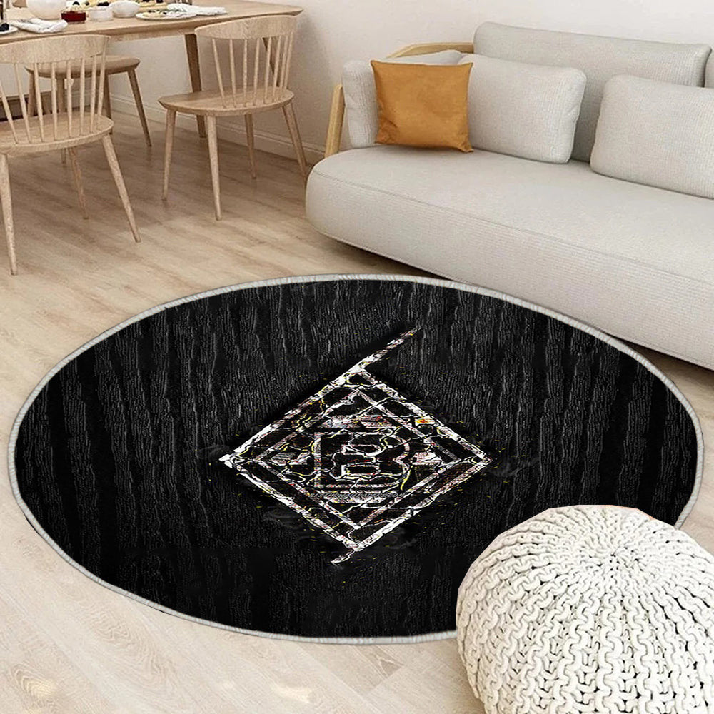 FC Borussia Mönchengladbach Teppich Rund, Teppiche - verbranntes Logo Outdoor Teppich Rund, Teppich Wohnzimmer, Carpet, Rug