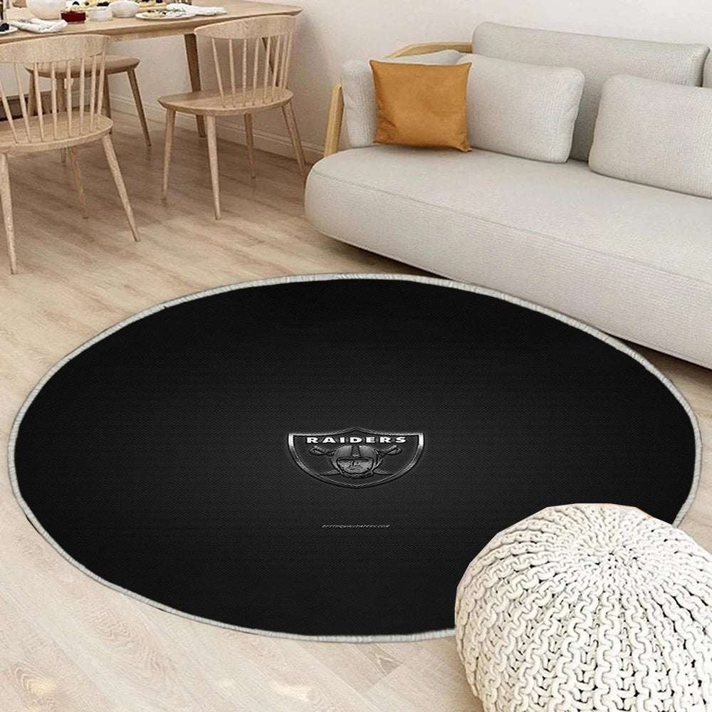 Oakland Räuber Teppich Rund, Teppiche - American Football Club Outdoor Teppich Rund, NFL Teppich Wohnzimmer, Carpet, Rug