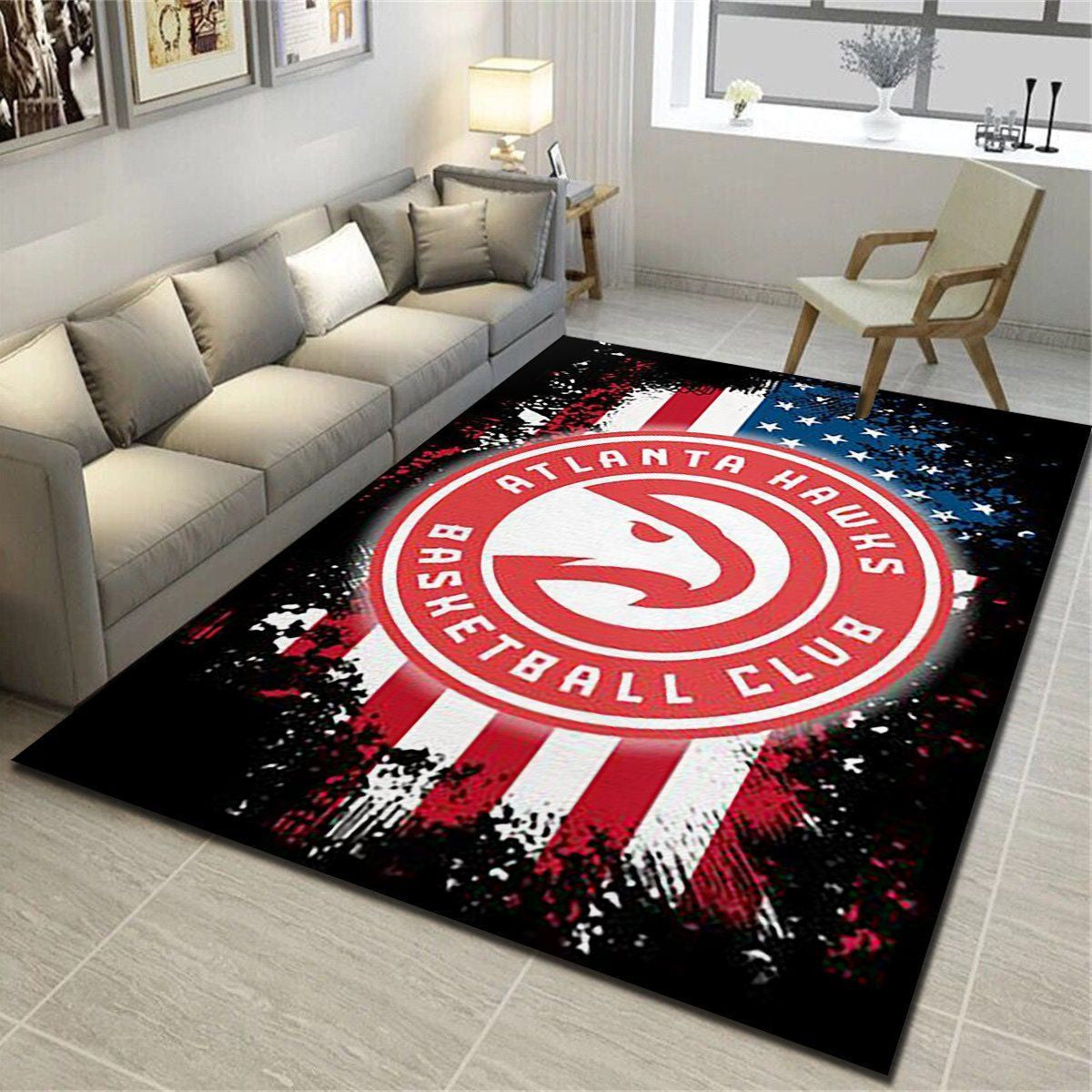 Atlanta Hawks Chargers Area Nba Schlafzimmer Basketballl Teppich, Teppiche - Outdoor Teppich, Teppich Wohnzimmer, Küchenteppich, Kinderzimmer, Modern