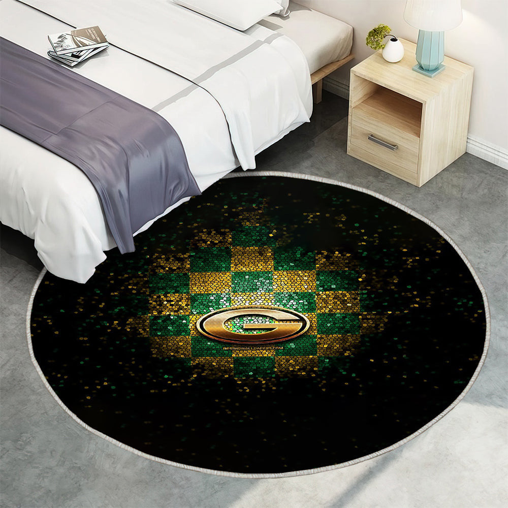 Green Bay Packer Teppich Rund, Teppiche - Glitzer Logo Outdoor Teppich Rund, NFL Teppich Wohnzimmer, Carpet, Rug