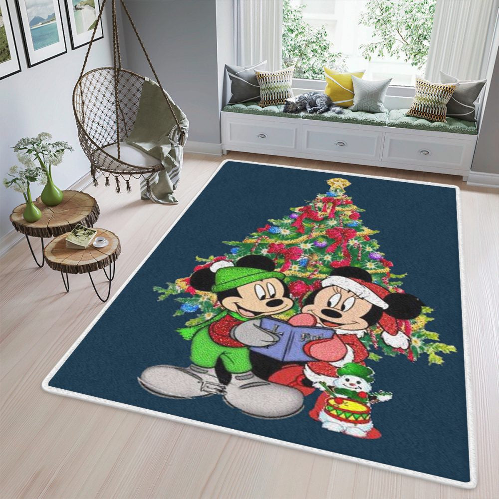 Happy Holiday Couple Love Mickey 222 Weihnachtsbaum Geschenke Liebhaber Teppich, Teppiche - Outdoor Teppich, Teppich Wohnzimmer, Küchenteppich, Kinderzimmer, Modern