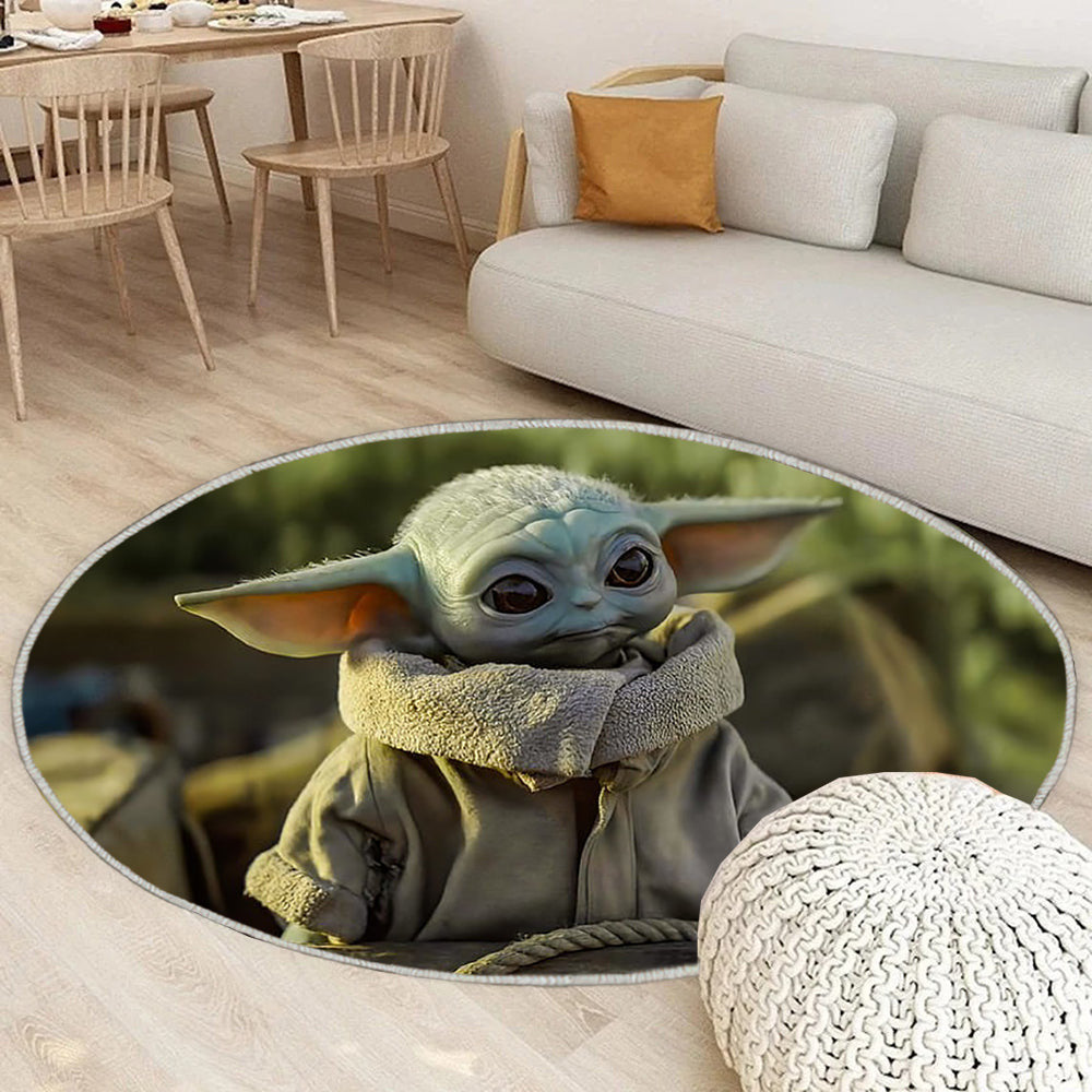 Star Wars Baby Yoda 2 Teppich Rund, Teppiche - Outdoor Teppich Rund, Teppich Wohnzimmer, Carpet, Rug