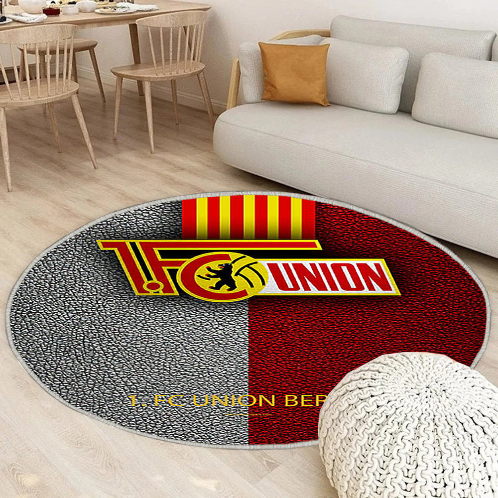 Union Berlin Fc Teppich Rund, Teppiche - Leder Effekt Outdoor Teppich Rund, Deutscher Fußballverein Teppich Wohnzimmer, Carpet, Rug
