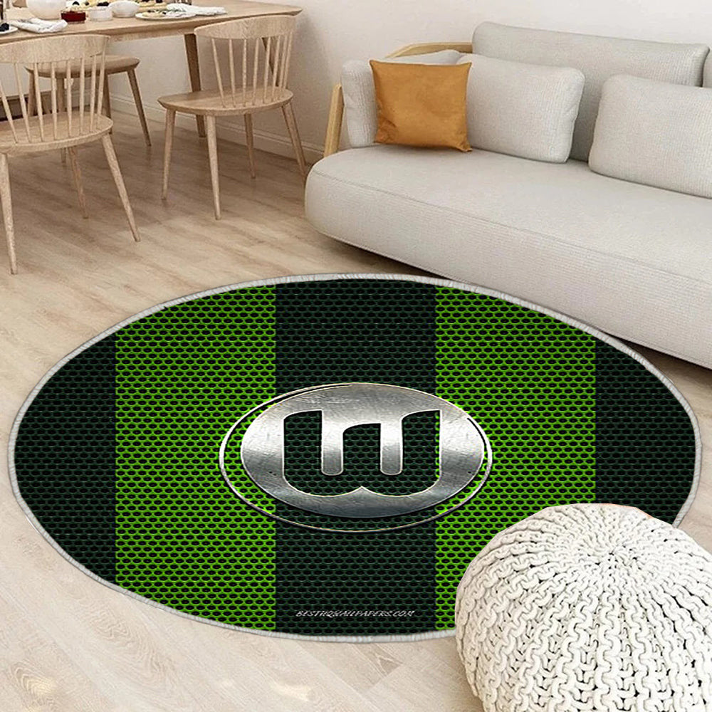 Vfl Wolfsburg Teppich Rund, Teppiche - Deutscher Fußballverein Outdoor Teppich Rund, Metall Emblem Teppich Wohnzimmer, Carpet, Rug