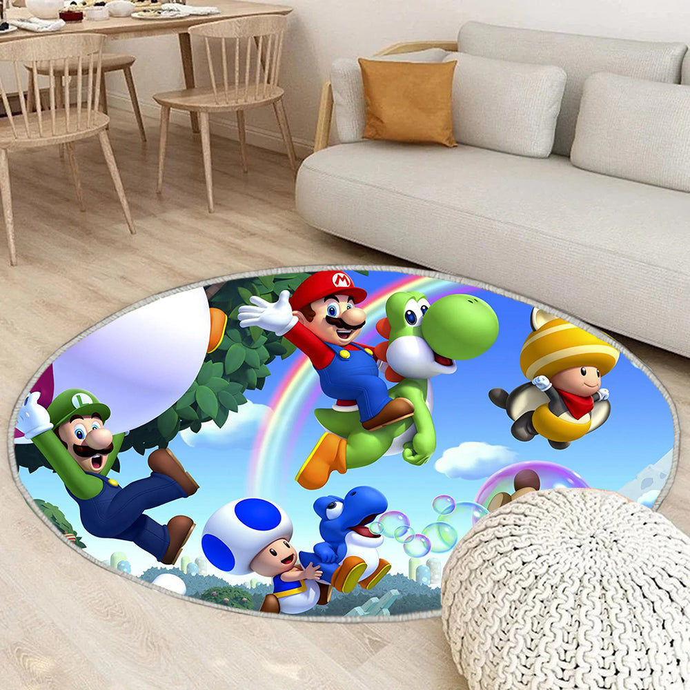 Super Mario Teppich Rund, Teppiche - Outdoor Teppich Rund, Teppich Wohnzimmer, Carpet, Rug
