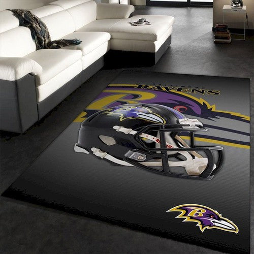 Baltimore Ravens Nfl Team Logo Helmraum Custom Area Floo Teppich, Teppiche - Outdoor Teppich, Teppich Wohnzimmer, Küchenteppich, Kinderzimmer, Modern