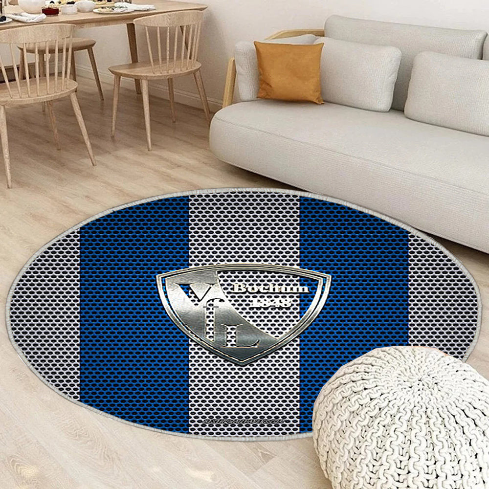 Vfl Bochum Teppich Rund, Teppiche - Deutscher Fußballverein Outdoor Teppich Rund, Metall Emblem Teppich Wohnzimmer, Carpet, Rug