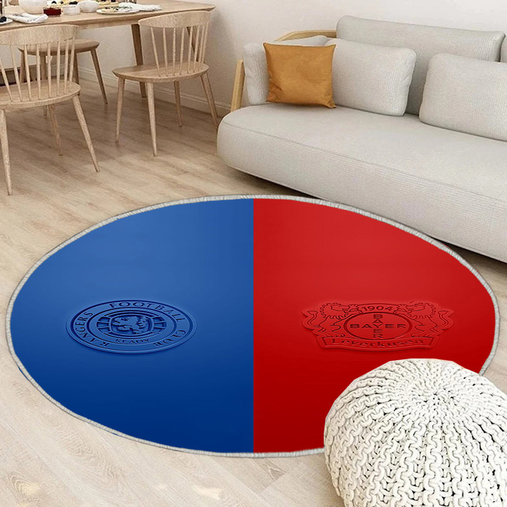 Rangers FC gegen Bayer 04 Leverkusen Teppich Rund, Teppiche - UEFA Europa League Outdoor Teppich Rund, Teppich Wohnzimmer, Carpet, Rug