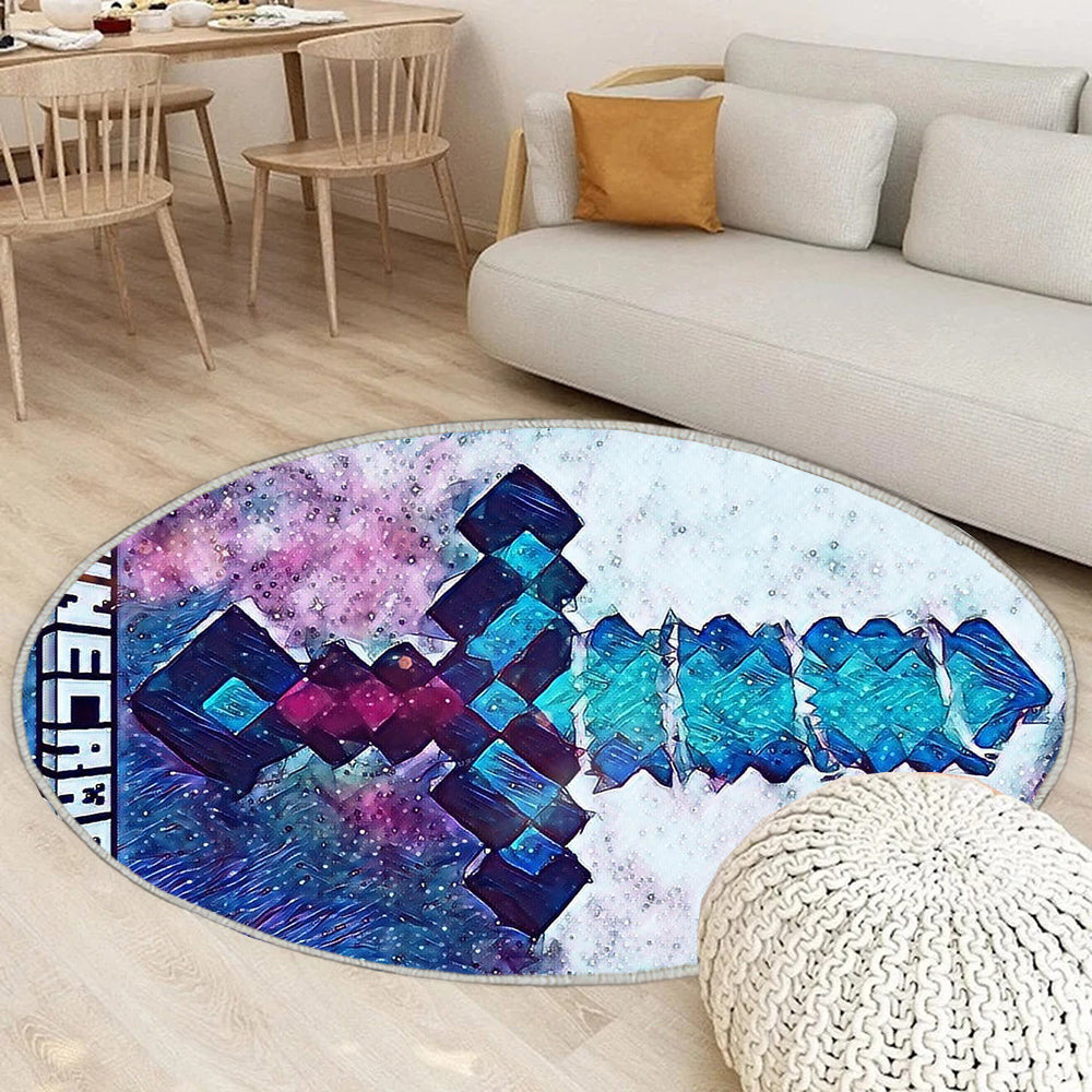 Minecraft Teppich Rund, Teppiche - Elch Outdoor Teppich Rund, Logo Teppich Wohnzimmer, Carpet, Rug