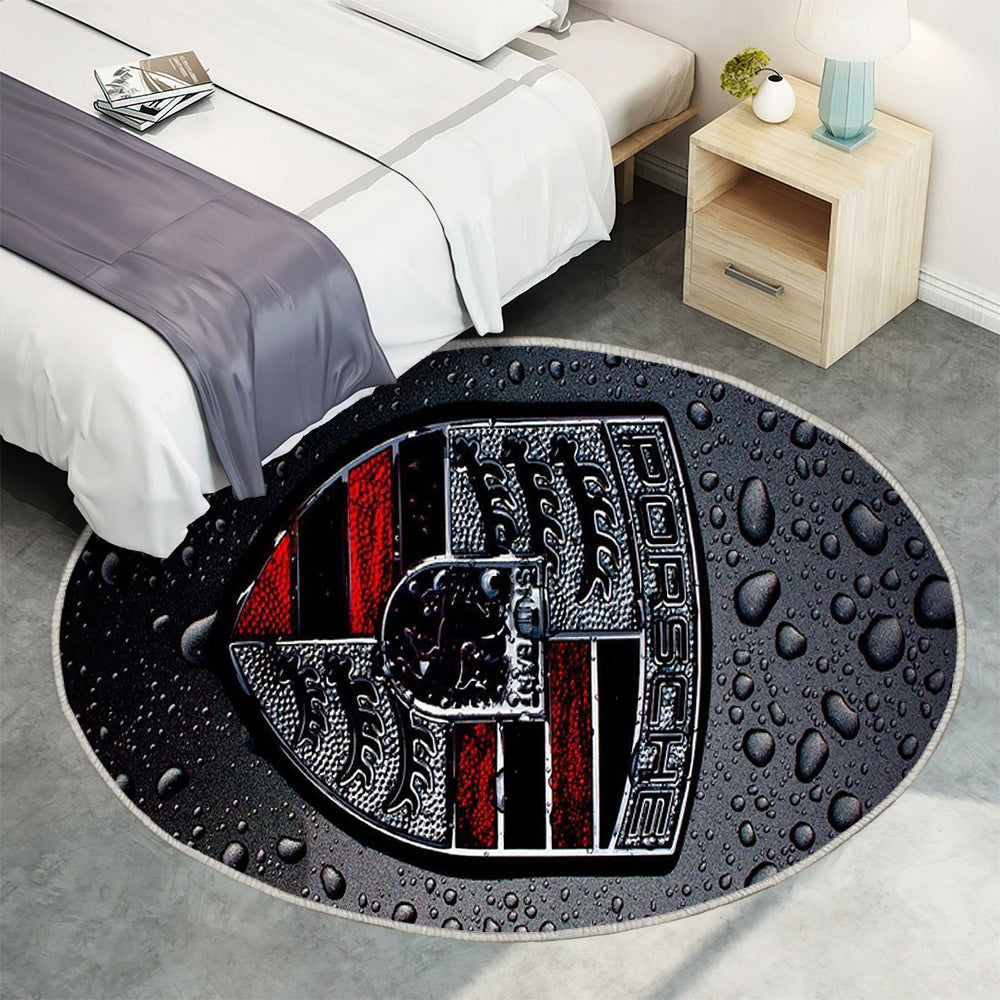 Porsche Logo Teppich Rund, Teppiche - Wagen Outdoor Teppich Rund, Teppich Wohnzimmer, Carpet, Rug