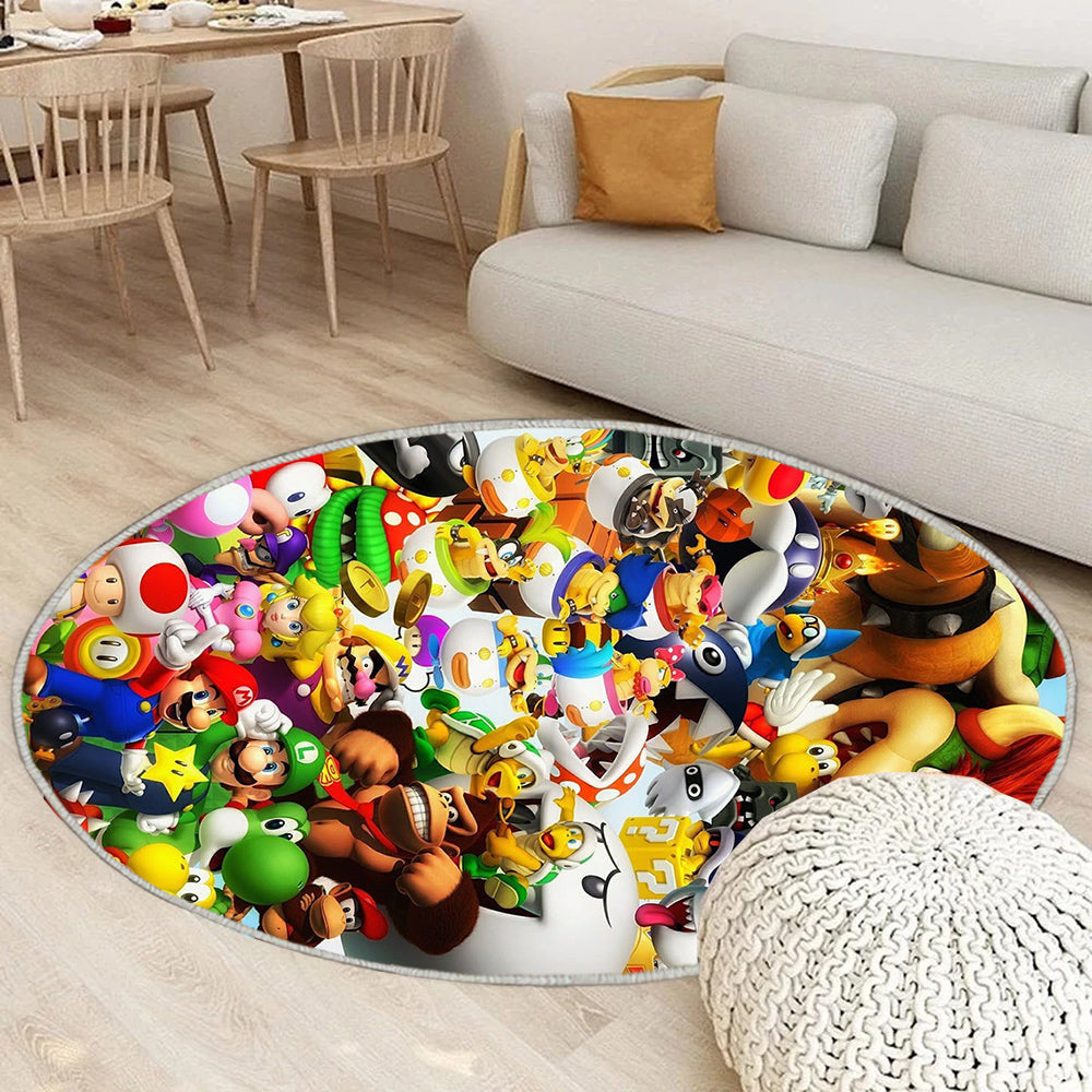 Super Mario Bros Teppich Rund, Teppiche - Spiele Outdoor Teppich Rund, Teppich Wohnzimmer, Carpet, Rug