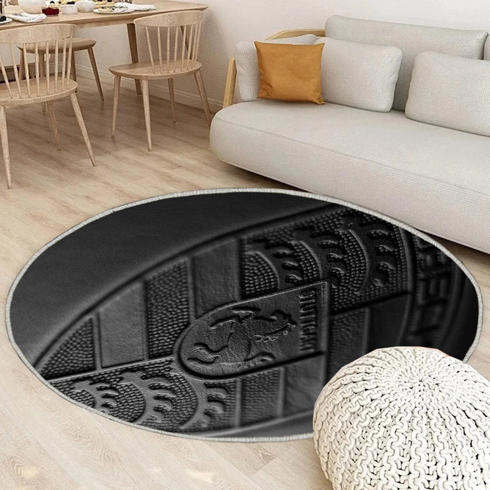 PORSCHE Teppich Rund, Teppiche - Cayenne Outdoor Teppich Rund, dunkel Teppich Wohnzimmer, Carpet, Rug