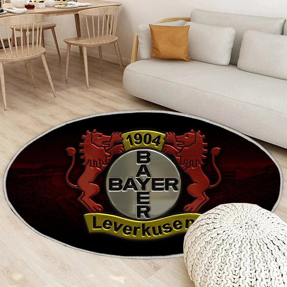 Hintergrundlogo von Bayer 04 Leverkusen Teppich Rund, Teppiche - Outdoor Teppich Rund, Teppich Wohnzimmer, Carpet, Rug