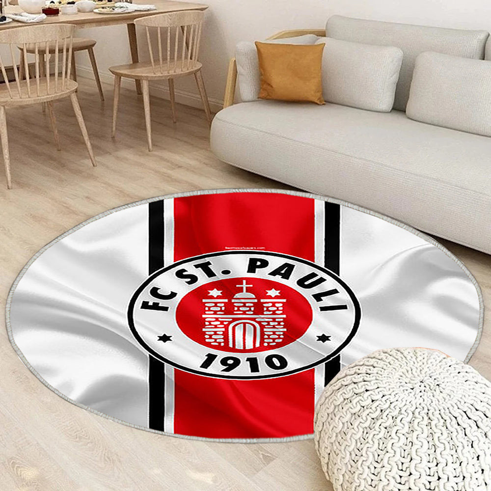 Weiße Seidenfahne St. Pauli Fc Teppich Rund, Teppiche - Deutscher Fußballverein Outdoor Teppich Rund, Teppich Wohnzimmer, Carpet, Rug