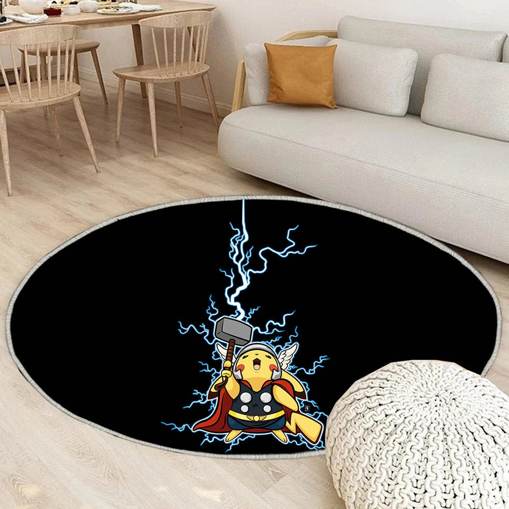 Pikachu Thor ist hübsch Teppich Rund, Teppiche - Outdoor Teppich Rund, Teppich Wohnzimmer, Carpet, Rug