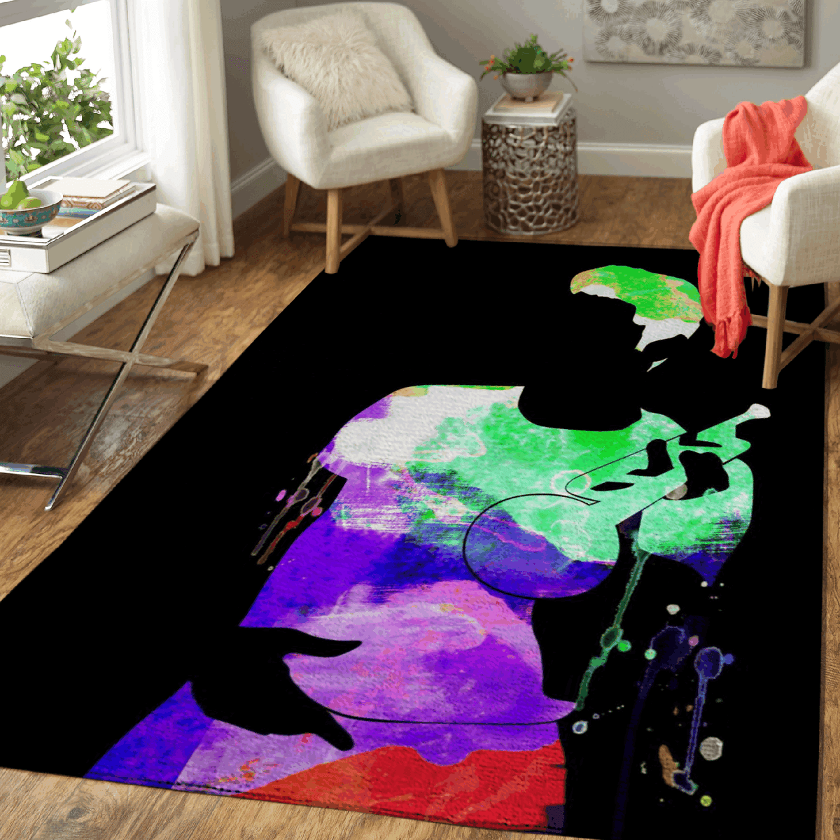 Chet Baker Aquarell-Musiklegenden auf der Bühne für Fans Teppich, Teppiche - Outdoor Teppich, Teppich Wohnzimmer, Küchenteppich, Kinderzimmer, Modern