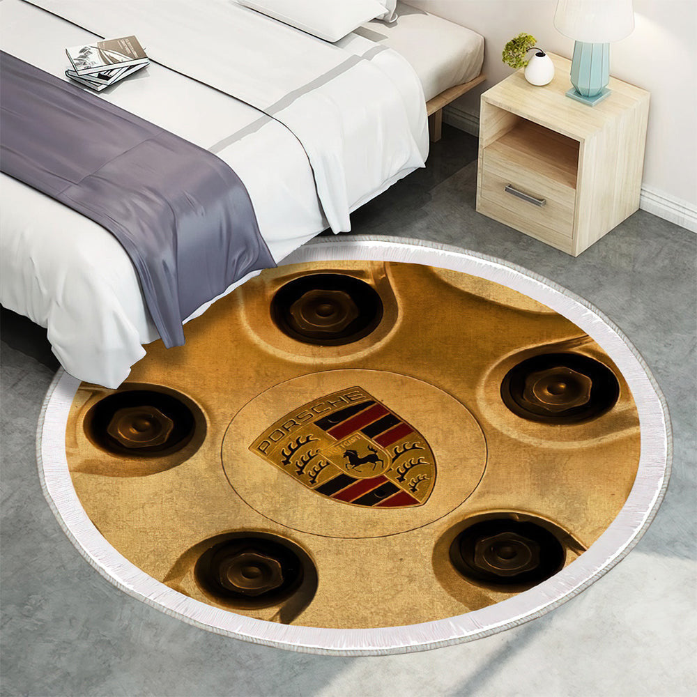 Vintage Porsche Rad Logo Teppich Rund, Teppiche - Outdoor Teppich Rund, Teppich Wohnzimmer, Carpet, Rug