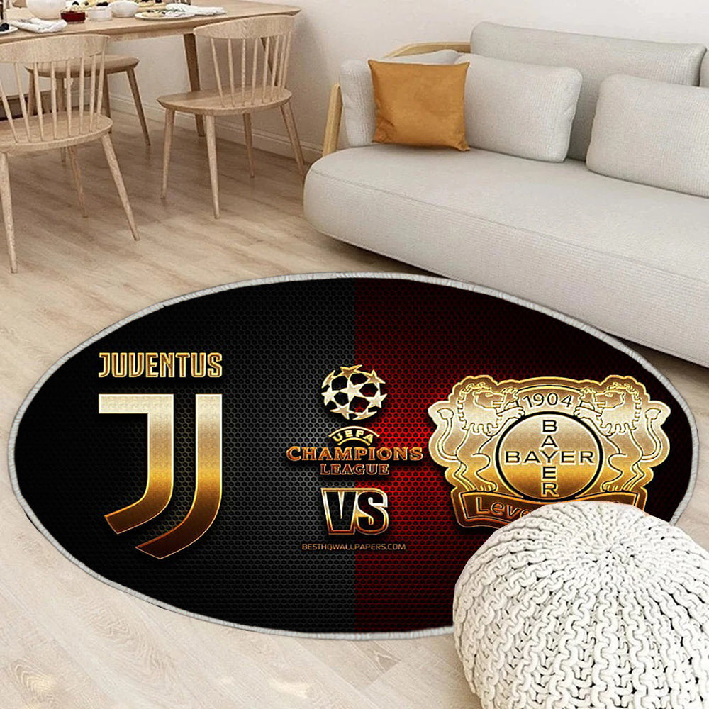 Juventus gegen Bayer Leverkusen Teppich Rund, Teppiche - Outdoor Teppich Rund, Teppich Wohnzimmer, Carpet, Rug