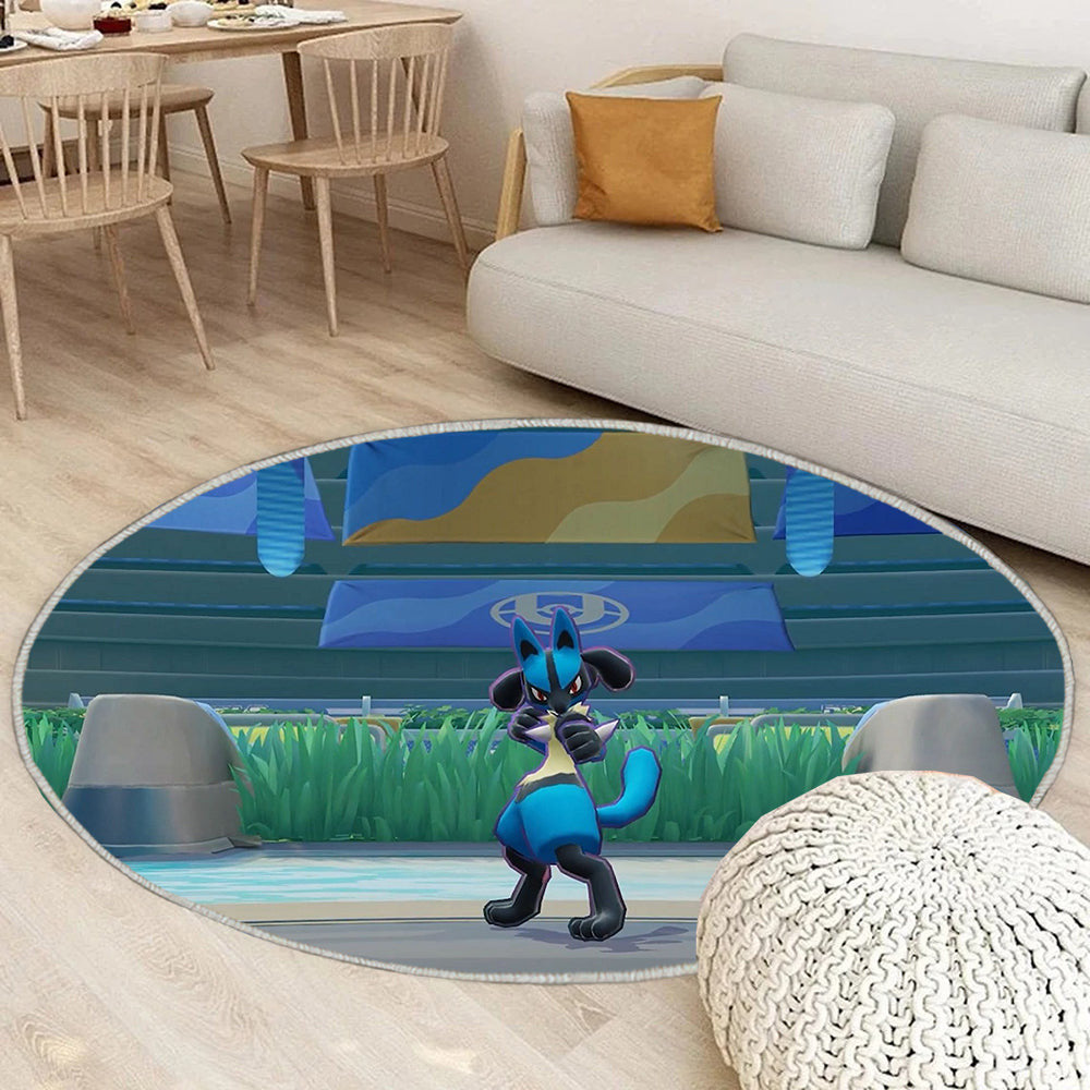 Lucario Pokémon Teppich Rund, Teppiche - Outdoor Teppich Rund, Teppich Wohnzimmer, Carpet, Rug