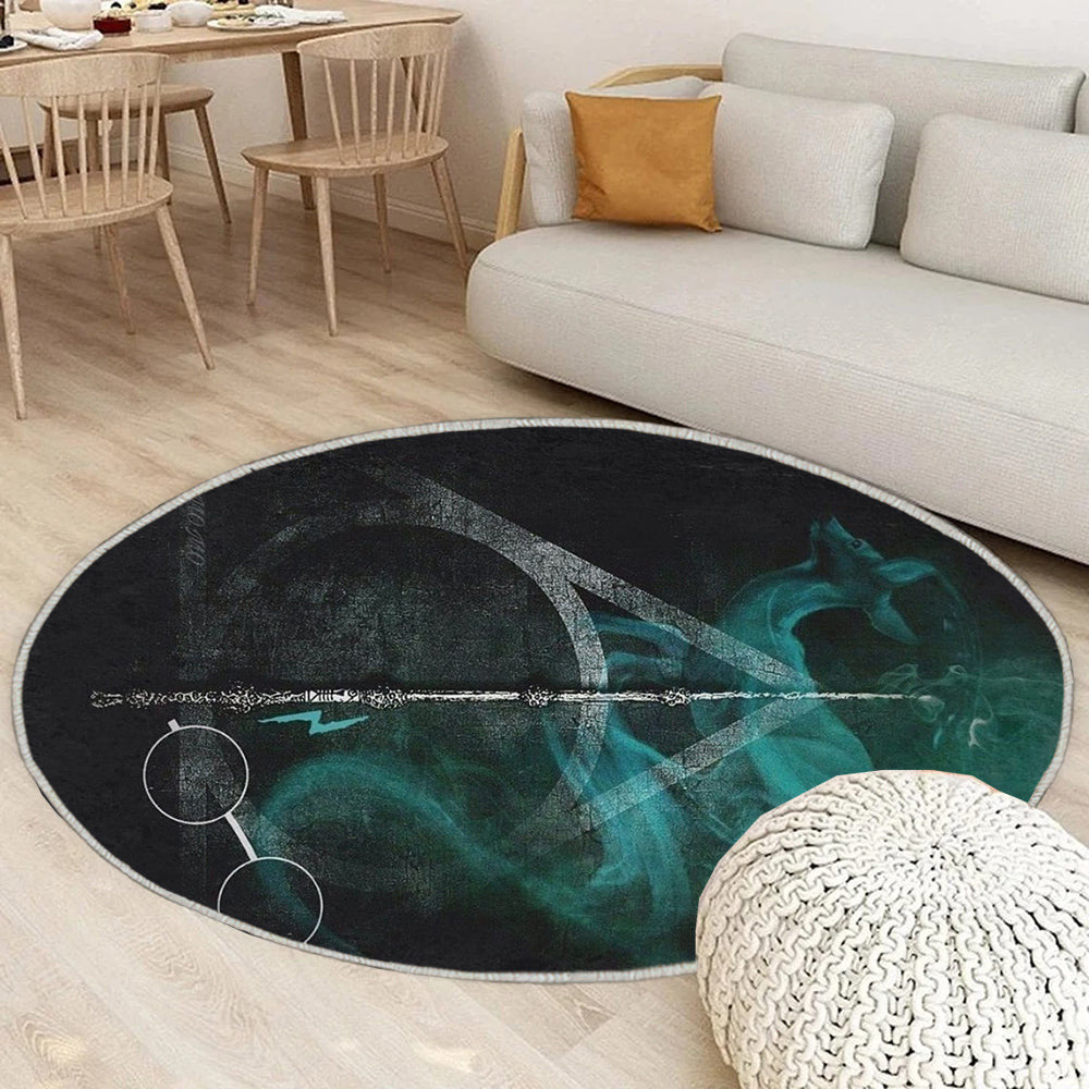 Potter Symbole Teppich Rund, Teppiche - Harry Potter Outdoor Teppich Rund, Teppich Wohnzimmer, Carpet, Rug