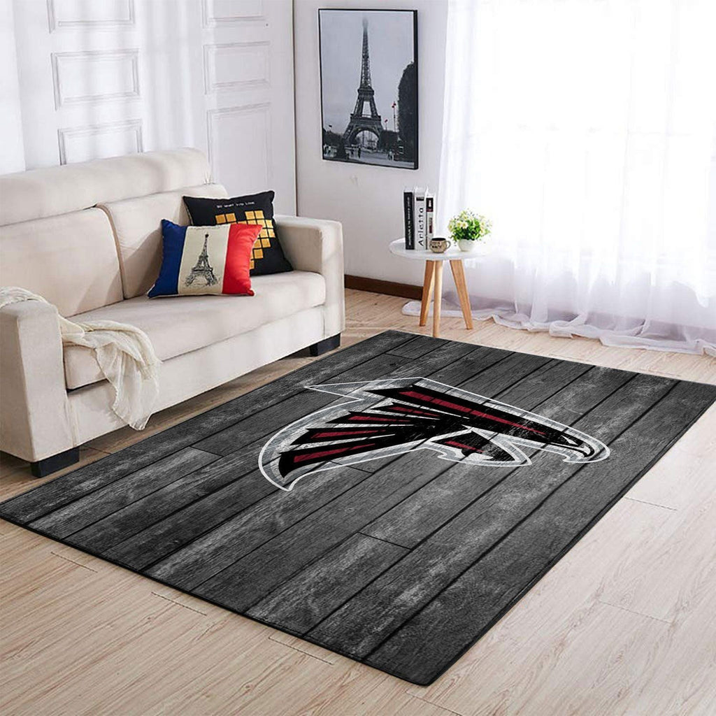Atlanta Falcons Nfl Team Logo Grey Area Sport im Holzstil Teppich, Teppiche - Outdoor Teppich, Teppich Wohnzimmer, Küchenteppich, Kinderzimmer, Modern