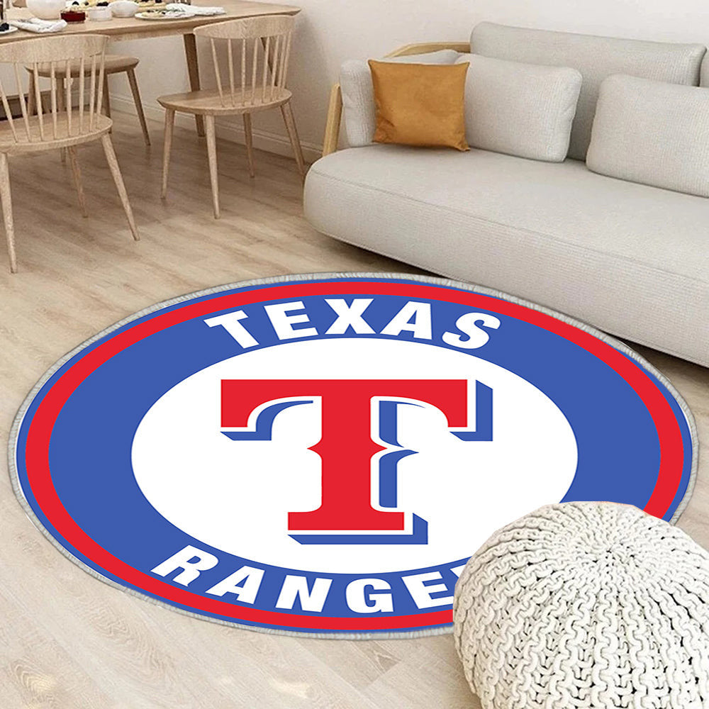 Kreis Logo der Texas Rangers Teppich Rund, Teppiche - Outdoor Teppich Rund, Teppich Wohnzimmer, Carpet, Rug