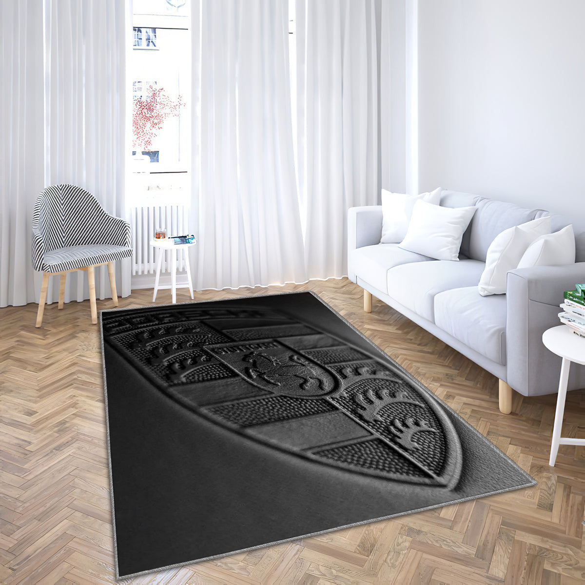 PORSCHE Teppich, Teppiche - Cayenne Outdoor Teppich, dunkel Teppich Wohnzimmer, Küchenteppich, Kinderzimmer, Modern